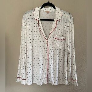 EBERJEY Net Sustain Gisele Printed Tencel Modal Pajama Top long sleeves Sz Small